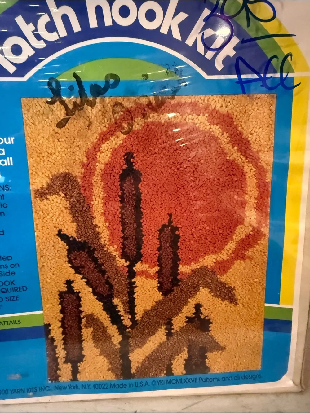 NOS Vintage 70s National Yarn Crafts Latch Hook Rug Kit 9540 Cattails- Sealed